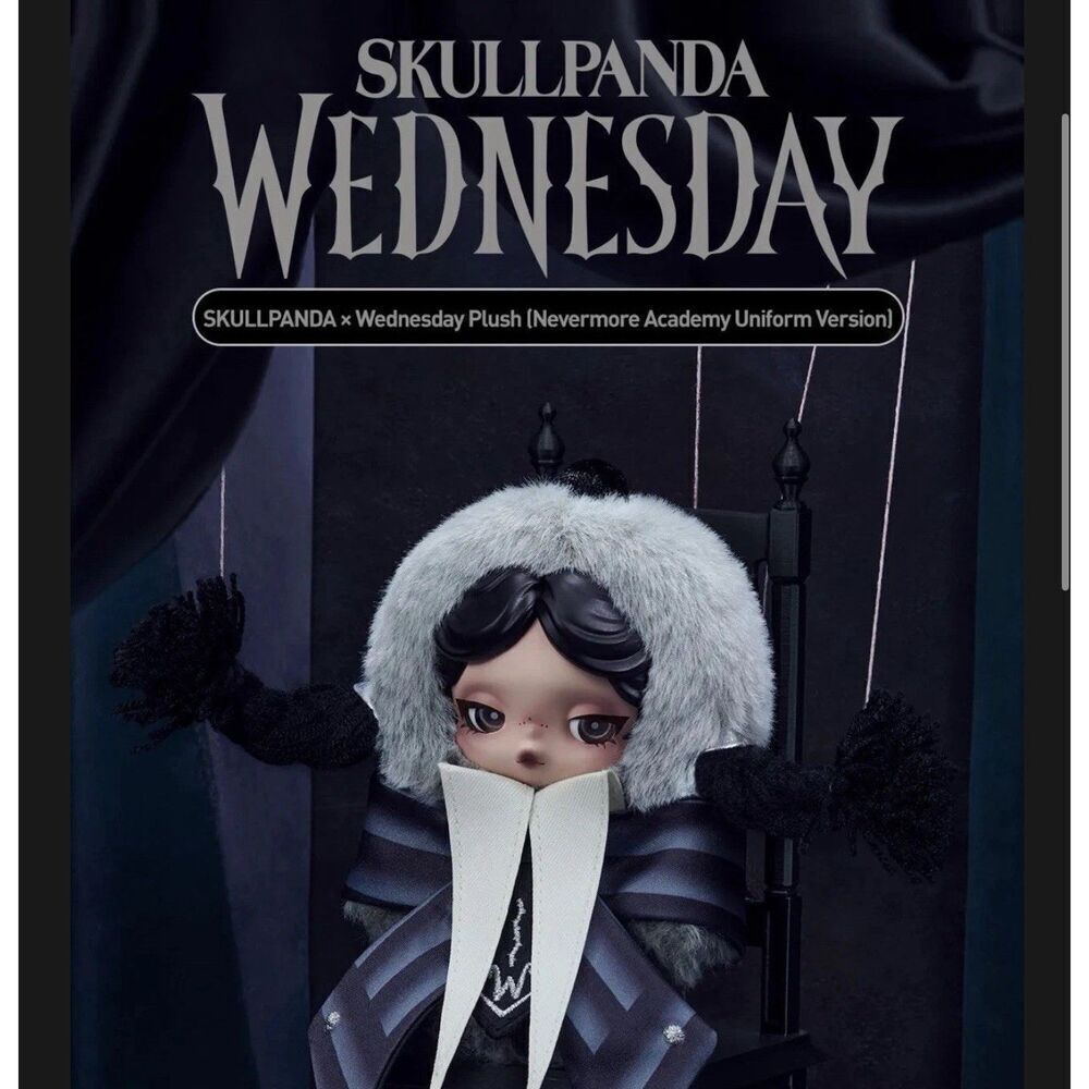 [Preorder] SKULLPANDA X WEDNESDAY PLUSH (NEVERMORE ACADEMY UNIFORM VERSION)